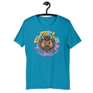 Aqua Short Sleeve T-Shirt with Charlz Token design by Graffiti Consortium
