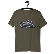 Load image into Gallery viewer, Army Short Sleeve T-Shirt with Grey Bitcoin Design in Graffiti Lettering on Front