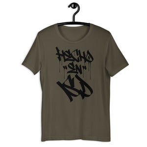 Army Unisex T-Shirt With Hecho En SD  Written In Graffiti  Handstyles