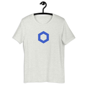 Ash Short Sleeve Chainlink T-Shirt With Blue Chainlink Logo on Front