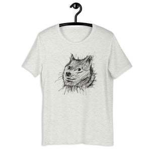 Ash Short Sleeve T-Shirt With Doge Dog on front in Scribble design
