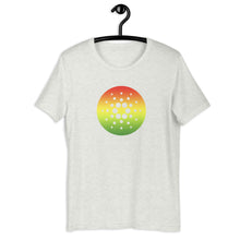 Load image into Gallery viewer, Ash Short Sleeve T-Shirt With Red, Yellow, And Green Cardano Starburst
