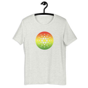 Ash Short Sleeve T-Shirt With Red, Yellow, And Green Cardano Starburst