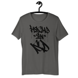 Grey Unisex T-Shirt With Hecho En SD  Written In Graffiti  Handstyles