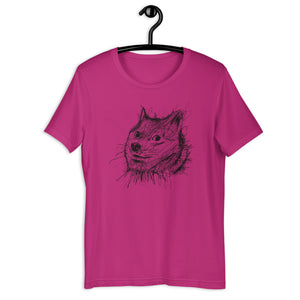 Berry Short Sleeve T-Shirt With Doge Dog on front in Scribble design