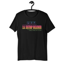 Load image into Gallery viewer, Black Short Sleeve T-Shirt with rainbow Strip Believer design on front