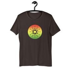 Load image into Gallery viewer, Brown Short Sleeve T-Shirt With Red, Yellow, And Green Cardano Starburst