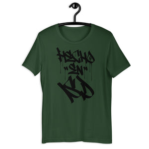 Forest Green Unisex T-Shirt With Hecho En SD  Written In Graffiti  Handstyles