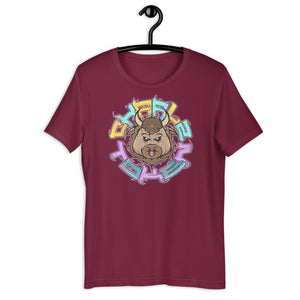 Maroon Short Sleeve T-Shirt with Charlz Token design by Graffiti Consortium