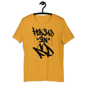 Yellow Unisex T-Shirt With Hecho En SD  Written In Graffiti  Handstyles