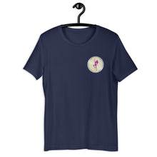 Load image into Gallery viewer, Navy Blue Short Sleeve T-Shirt with silver Stripper Coin logo design on left front breast