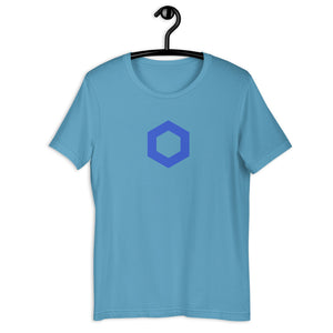 Ocean Blue Short Sleeve Chainlink T-Shirt With Blue Chainlink Logo on Front