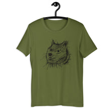 Load image into Gallery viewer, Olive Short Sleeve T-Shirt With Doge Dog on front in Scribble design