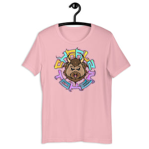 Pink Short Sleeve T-Shirt with Charlz Token design by Graffiti Consortium