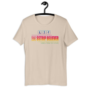 Soft Cream Short Sleeve T-Shirt with rainbow Strip Believer design on front