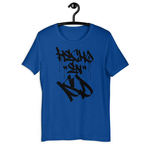 Royal Blue Unisex T-Shirt With Hecho En SD  Written In Graffiti  Handstyles