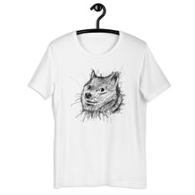 Load image into Gallery viewer, White Short Sleeve T-Shirt With Doge Dog on front in Scribble design