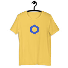 Load image into Gallery viewer, Yellow Short Sleeve Chainlink T-Shirt With Blue Chainlink Logo on Front